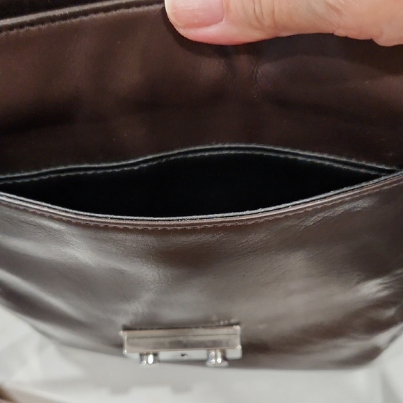 Perlina Chocolate Brown Leather Crossbody with Silver-Tone Lock - Picture 4 of 11